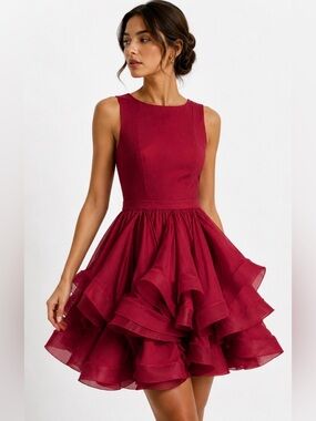 NWT Reem Acra Red Ruffled Mini Dress Size 8